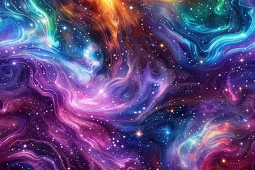 French Terry, Digital Print, Space Multicolor, 0,5 m